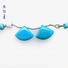 Turquoise Drops Fan Shape 18x14mm Drilled Bead Matching Pair