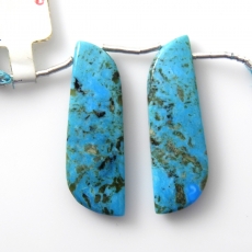Turquoise Drops Fancy Shape 39x12mm Drilled Bead Matching Pair