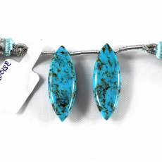 Turquoise Drops Marquise Shape 29x10mm Drilled Bead Matching Pair