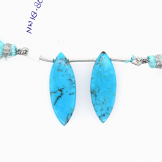 Turquoise Drops Marquise Shape 29x10mm Drilled Bead Matching Pair