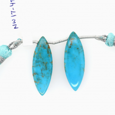 Turquoise Drops Marquise Shape 30x10mm Drilled Bead Matching Pair