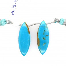 Turquoise Drops Marquise Shape 30x11mm Drilled Bead Matching Pair