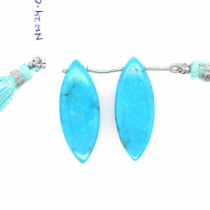 Turquoise Drops Marquise Shape 31x12mm Drilled Bead Matching Pair