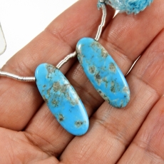Turquoise Drops Oval Shape 26x10mm Drilled Beads Matching Pair