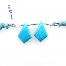 Turquoise Drops Shield Shape 22x14mm Drilled Bead Matching Pair