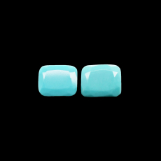Turquoise Faceted Emerald Cushion 12x10mm Matching Pair Approximately 9 Carat