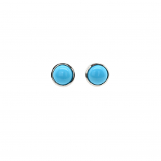 Turquoise Round 1.59 Carat Stud Earring in 14K White Gold