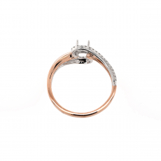 Twin Oval 5x3mm Ring Semi Mount in 14K Dual Tone (Rose/White) Gold with Accent Diamonds (RG0690)