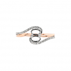 Twin Oval 5x3mm Ring Semi Mount in 14K Dual Tone (Rose/White) Gold with Accent Diamonds (RG0690)