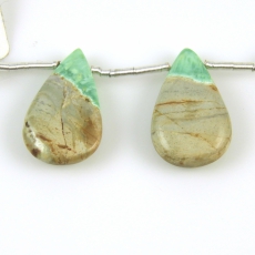Variscite Drops Almond Shape 23x14mm Drilled Beads Matching Pair
