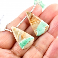 Variscite Drops Conical Shape 28x15mm Drilled Beads Matching Pair