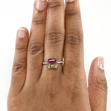 Watermelon Tourmaline 2.23 Carat Ring with Diamond Accent in 14K White Gold