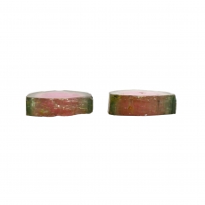 Watermelon Tourmaline Slice 15x13.5mm Matching Pair 18.11 Carat