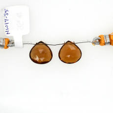 Whiskey Quartz Drop Heart Shape 14x14mm Drilled Bead Matching Pair