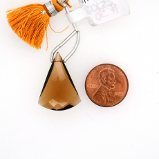 Whiskey Quartz Drops Conical Shape 25x18mm Drilled Bead Single Piece
