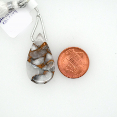 White Copper Calcite Drop Almond Shape 30x17mm Drilled Bead Single Piece
