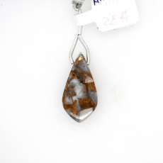 White Copper Calcite Drop Leaf Shape 30x15mm Drilled Bead Single Piece