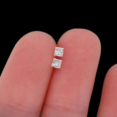 White Diamond Princess Cut 2.5mm Matching Pair Approximately 0.16 Carat