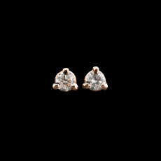White Diamond Round 0.25 Carat  Stud Earrings In 14K Rose Gold