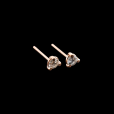 White Diamond Round 0.25 Carat  Stud Earrings In 14K Rose Gold