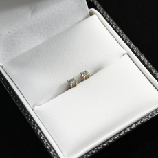 White Diamond Round 0.25 Carat Stud Earrings in 14K Yellow Gold