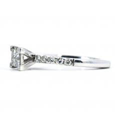 White Diamond Square 0.47 Carat Ring In 14K White Gold Accented With Diamonds