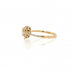 White Dimond Heart Shape 0.38 Carat Ring In 14K Yellow Gold With White Diamond Accent