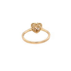White Dimond Heart Shape 0.38 Carat Ring In 14K Yellow Gold With White Diamond Accent
