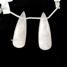 White Milky Quartz Drops Almond Shape 30X10mm Drilled Beads Matching Pair