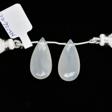 White Moonstone Drop Almond Shape 25x13mm Drilled Bead Matching Pair