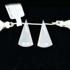 White Moonstone Drop Conical Shape 26x15mm Drilled Bead Matching Pair