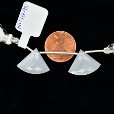 White Moonstone Drop Fan Shape 15x20mm Drilled Bead Matching Pair