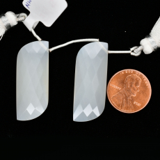 White Moonstone Drop Fancy Shape 33x14mm Drilled Bead Matching Pair