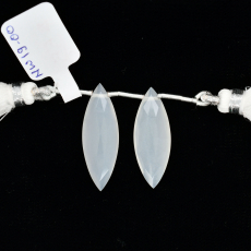 White Moonstone Drop Marquise Shape 29x10mm Drilled Bead Matching Pair
