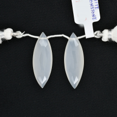 White Moonstone Drop Marquise Shape 33x11mm Drilled Bead Matching Pair