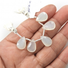 White Moonstone Drops Almond Shape 14x10mm Drilled Beads 5 Pieces Line