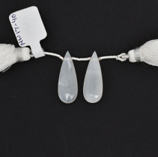 White Moonstone Drops Almond Shape 26x10mm Drilled Beads Matching Pair