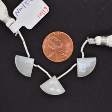 White Moonstone Drops Fan Shape 12x16mm Drilled Beads line