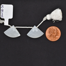 White Moonstone Drops Fan Shape 15x21mm Drilled Bead Matching Pair
