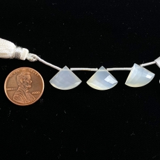 White Moonstone Drops Fan Shape 16x12mm Drilled Beads 3 Pieces