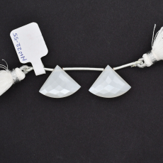 White Moonstone Drops Fan Shape 17x21mm Drilled Beads Matching Pair