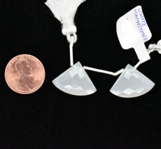 White Moonstone Drops Fan Shape 22x16mm Drilled Bead Matching Pair