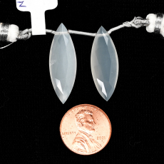 White Moonstone Drops Marquise Shape 29x10mm Drilled Bead Matching Pair