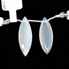 White Moonstone Drops Marquise Shape 29x10mm Drilled Bead Matching Pair