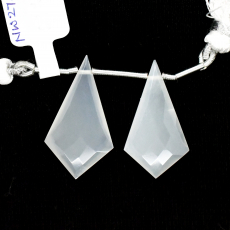 White Moonstone Drops Shield Shape 29x14mm Drilled Bead Matching Pair
