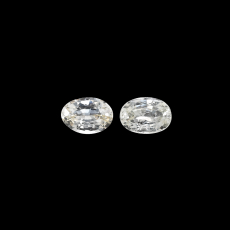 White Sapphire Oval 7x5mm Matching Pair Approximately 1.75 Carat