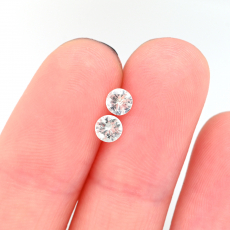 White Sapphire Round 4mm Matching Pair Approximately 0.52 Carat