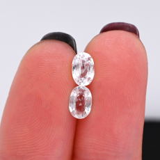 White Zircon Oval 6x4mm Matching Pair Approximately 1.60 Carat