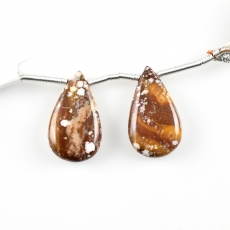 Wild Horse Jasper Drops Almond Shape 20x12mm Drilled Beads Matching Pair