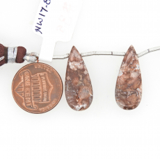 Wild Horse Jasper Drops Almond Shape 24x10mm Drilled Beads Matching Pair